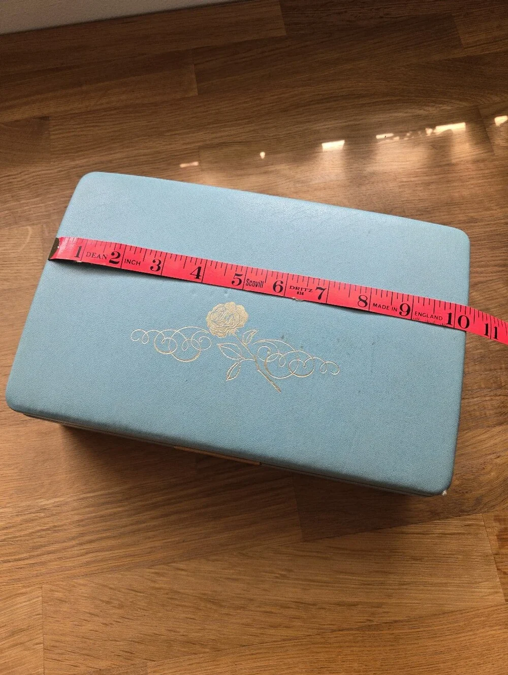 Vintage Farrington Mid Century Blue Texol Cantilever Jewelry Box Vanity Case